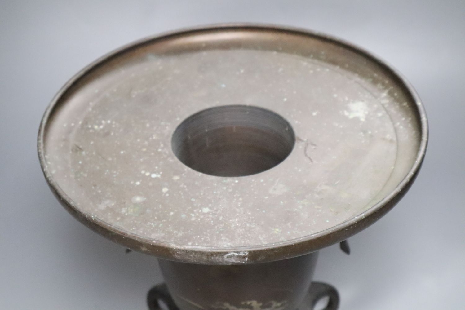 A Japanese bronze three sectional vase, height 29cm